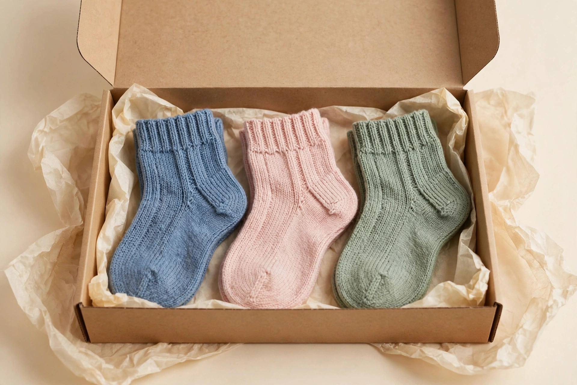 Sunday Set 3-pack of pastel socks in a kraft gift box